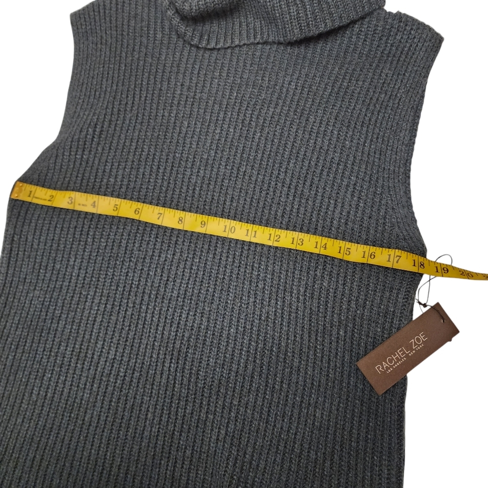 Rachel Zoe Oversized Dark Teal Ribbed Sleeveless Turtleneck Sweater S NWT - Picture 7 of 9